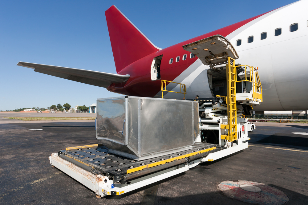 Products loading into plane